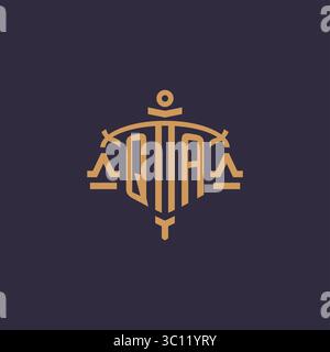 Monogram QA logo for legal firm with geometric scale and sword style vector graphic Stock Vector