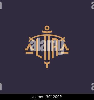 Monogram LA logo for legal firm with geometric scale and sword style vector graphic Stock Vector