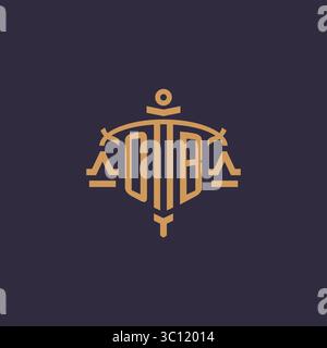 Monogram OB logo for legal firm with geometric scale and sword style vector graphic Stock Vector