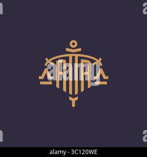 Monogram RR logo for legal firm with geometric scale and sword style vector graphic Stock Vector
