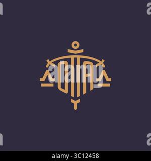 Monogram OA logo for legal firm with geometric scale and sword style vector graphic Stock Vector