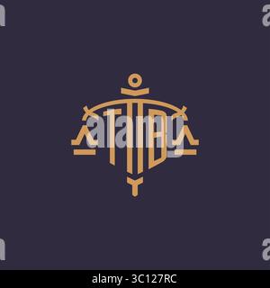 Monogram TB logo for legal firm with geometric scale and sword style vector graphic Stock Vector