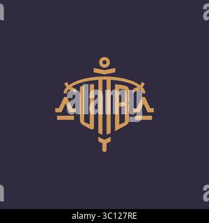 Monogram UB logo for legal firm with geometric scale and sword style vector graphic Stock Vector