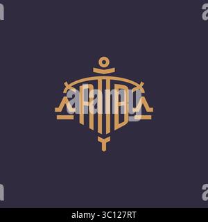 Monogram RB logo for legal firm with geometric scale and sword style vector graphic Stock Vector