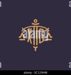 Monogram XG logo for legal firm with geometric scale and sword style vector graphic Stock Vector