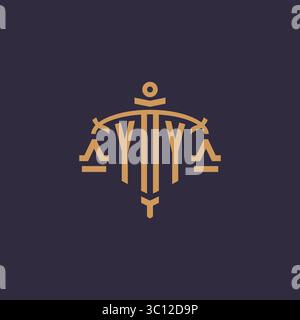 Monogram YY logo for legal firm with geometric scale and sword style vector graphic Stock Vector