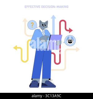 AI tools in management provide insightful decision-making assistance for mid-sized businesses. This illustration highlights the integration of technology in effective leadership strategies. Stock Vector