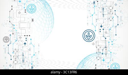 Abstract circuit board background with sphere. Hi-tech digital technology concept. Vector. Stock Vector