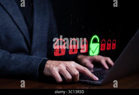 Concepts of surveillance and security scanning of digital program cyber futuristic applications. Internet network security. User privacy security Stock Photo