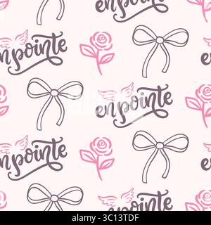 Ballet Hand Drawn Seamless Pattern Wallpaper Stock Vector