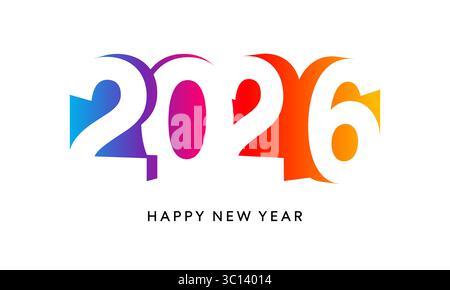 2026 colorful 3D logo, New Year number isolated Stock Vector