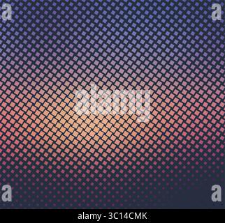 Gradient geometric diamond pattern with fading grid effect and vibrant purple pink orange background for modern abstract design and decoration Stock Vector