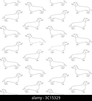 Vector seamless pattern of flat dachshund dog Stock Vector