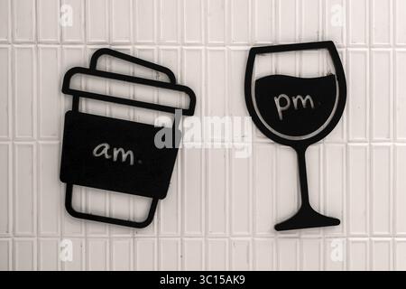 Symbol photo Soft drink AM Morning Alcohol PM Afternoon Stock Photo