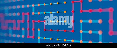 Node tree, industrial process, connected, abstract. Node tree, industrial process, connected, abstract. Network, connections, automatic construction of a path with red nodes and lines, progress, technology. 3D animation img node tree009s03 connected Stock Photo