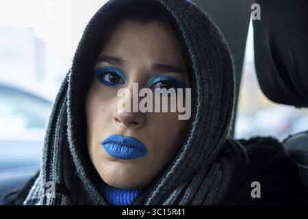 Portrait of a Muslim woman wearing veil and make-up Stock Photo