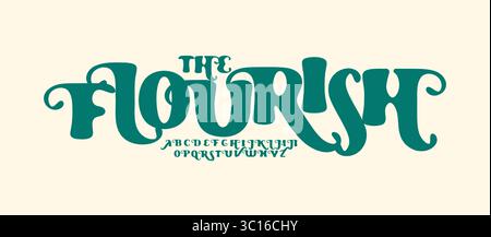 Elegant botanical decorative logo font alphabet with floral letters, vintage charm typography for wine labels, organic food packaging, premium Stock Vector