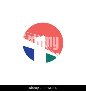 Bridge negative space logo design Vector. Simple bridge logo. Simple negative space bridge logo template Stock Vector