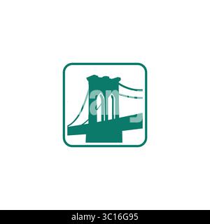 Square bridge logo design template vector image. Bridge in square logo design template for brand business company Stock Vector