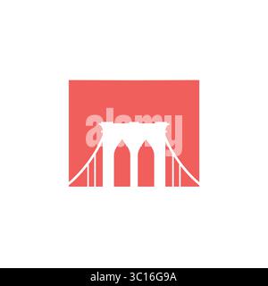 Square bridge logo design template vector image. Bridge in square logo design template for brand business company Stock Vector