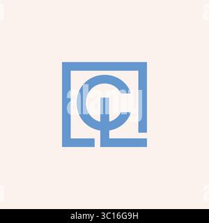 Initial CL letter logo monogram design inside square shape. Monogram letters logo CL,LC,C and L in a square shape. Stock Vector
