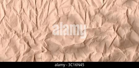 Crumpled brown paper texture. Abstract beige background with wrinkled cardboard texture. Vector illustration horizontal fold crumpled empty Stock Vector