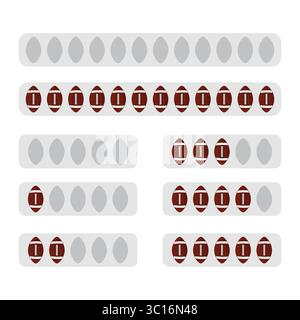 American Football Ball Ranking. This illustration represents a stylized ranking or rating chart using American footballs as visual indicators. Stock Vector