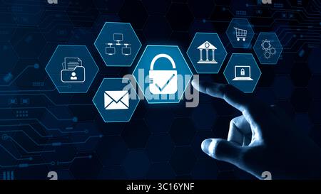 Cyber security concept. Secure internet access Future technology and cybernetics, User privacy security and encryption, information security, Stock Photo
