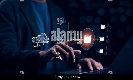 DMS document management system concept. Businessman working and using documentation database management software technology, and process automation Stock Photo
