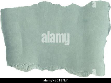 Textured torn blue cardboard scrap. Aged blue carton with torn edges. Vintage crumpled light blue torn paper scrap for used as backdrop Stock Photo