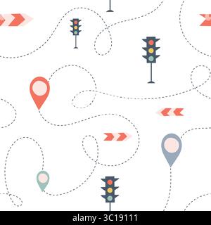 Kids seamless pattern with car, bus and road. Perfect for fabric , digital paper, cards Stock Vector