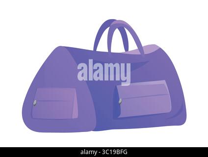 Purple duffle bag with pockets. Vector illustration Stock Vector