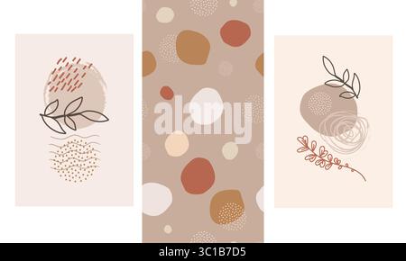Boho Seamless Pattern and Abstract Posters Set vector Stock Vector