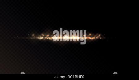 Vector glowing light beam with sparkles and shimmer isolated on transparent background Stock Vector