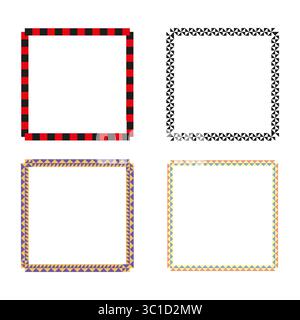 Bold square borders. Triangular pattern frames. Checkered red shapes. Colorful vector symbols. Stock Vector