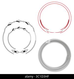 Futuristic circle frames. Arrow round borders. Geometric vector outlines. Modern abstract forms. Stock Vector