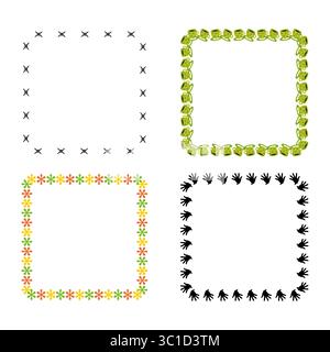 Playful square frames. Kids theme borders. Colorful cartoon shapes. Decorative vector symbols. Stock Vector