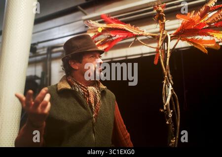 December 27, 2016 - Minneapolis, MN, USA - United States - Artist Brant Kingman in his north side studio Tuesday, Dec. 27, 2016, in Minneapolis, MN. Kingman has collaborated with his mother Polly Penney, 87, to make art like this piece, made of found sticks and feathers and resembling an angel, as both a way of calming and stimulating his mother who now has dementia. ''If you don't have memory everything is a mystery,'' Kingman said, describing the life of a person with dementia like waking up in a foreign country at dusk--an experience that could be very frightening, yet perhaps exciting as w Stock Photo