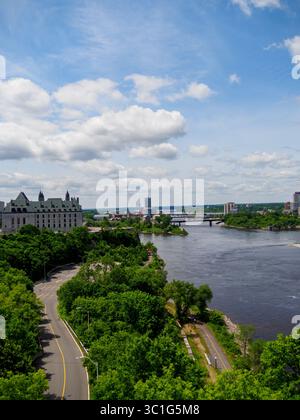 View of the Supreme Court of Canada along the Ottawa river, Ottawa, Ontario, Canada Stock Photo