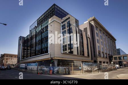 April 25, 2018 - St. Paul, MN, USA - Construction The 428 building at 428 Minnesota Street in St. Paul, MN.... .... – April 25, 2018, St. Paul, MN, building in St. Paul called The 428. (Credit Image: Carlos Gonzalez/Minneapolis Star Tribune/TNS via ZUMA Wire) Stock Photo