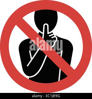 "Keep Quiet" Sign  No Talking & Silence Required Vector Icon Stock Vector