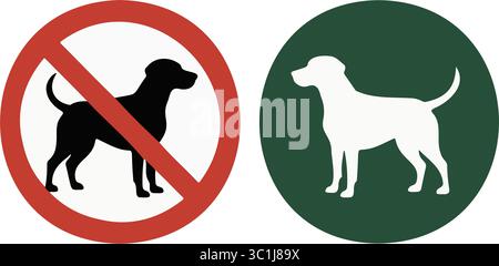 Vector Dog Policy Signs Allowed & Prohibited Icons Stock Vector
