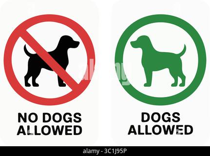 Vector Dog Policy Signs Allowed & Prohibited Icons Stock Vector