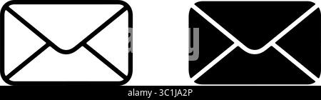Vector Mail Envelope Icon Set Outline & Solid Silhouette Stock Vector