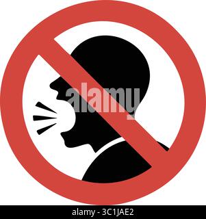 No Shouting Sign  Keep Quiet & Silence Required Vector Icon Stock Vector