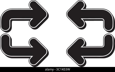 Set of Black Stylised Refresh Arrow Icons Stock Vector