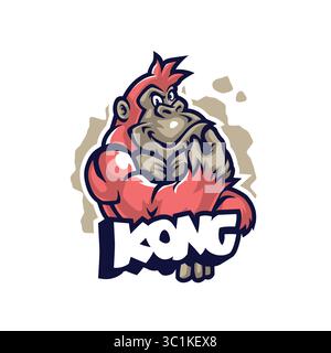 Kong mascot logo design with modern illustration concept style for badge, emblem and t shirt printing. Smart gorilla illustration. Stock Vector