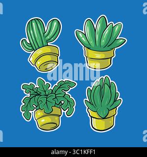 Plant mascot logo design with modern illustration concept style for badge, emblem and t shirt printing. Plant sticker pack illustration. Stock Vector