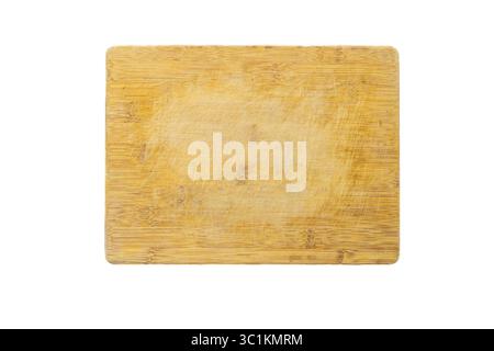 Rectangular Wooden Cutting Board with Scratch Marks on White Background Stock Photo