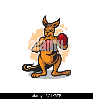 Kangaroo mascot logo design vector with modern illustration concept style for badge, emblem and t shirt printing. Kangaroo boxing illustration. Stock Vector